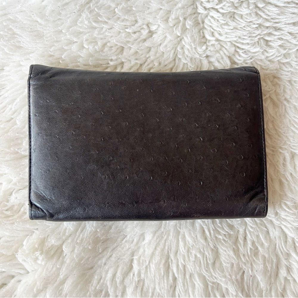 Dior Saddle Wallet Vintage Dark Brown Ostrich Leather - Picture 4 of 12